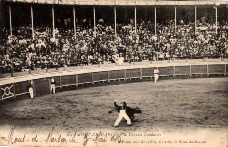 Carte postale ancienne Mont-de-Marsan - Arènes - Courses landaises 3