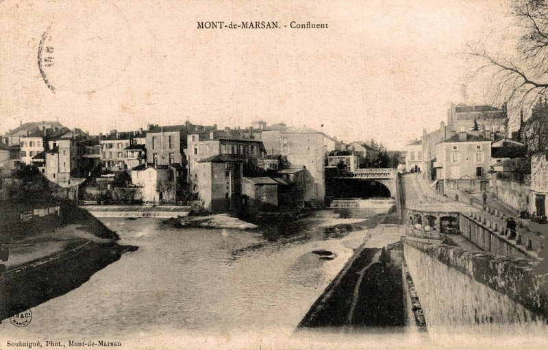 Carte postale ancienne Mont-de-Marsan - Le Midou et la Douze - confluent 4