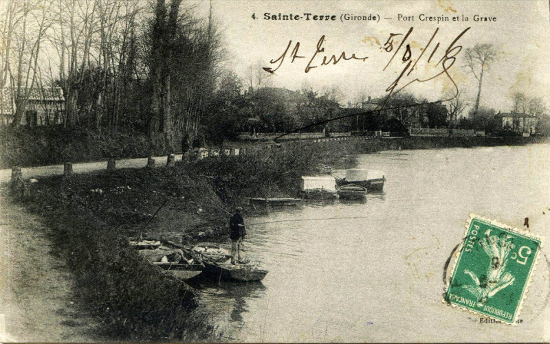 Carte postale ancienne Sainte-Terre - bords de la Dordogne 2