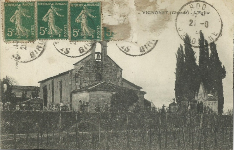 Carte postale ancienne Vignonet - église 1
