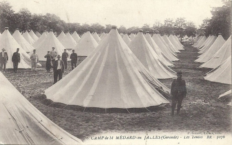 Carte postale ancienne Camp de Saint-Médard - Tentes 7