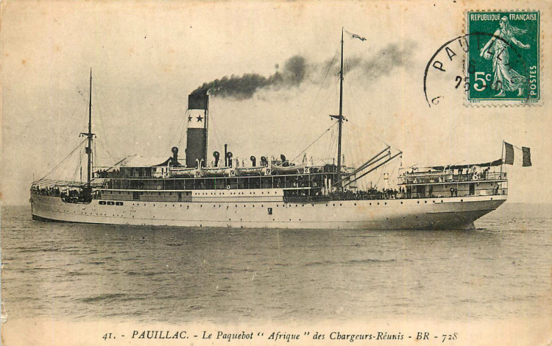 Carte postale ancienne Pauillac-Trompeloup - Paquebot Afrique 1