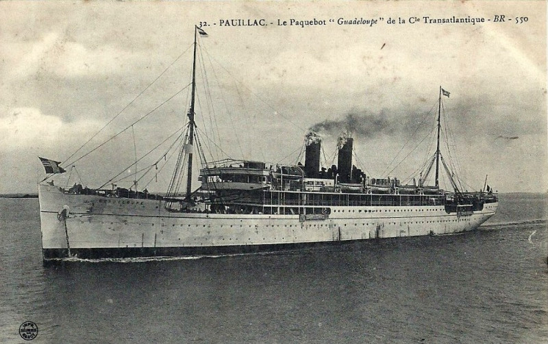 Carte postale ancienne Pauillac-Trompeloup - Paquebot Guadeloupe 1