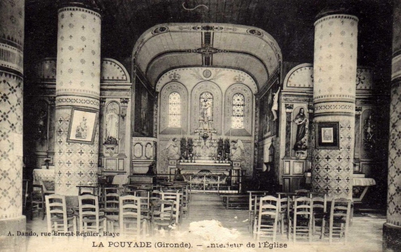 Carte postale ancienne Saint-Paul - La Pouyade - église 2