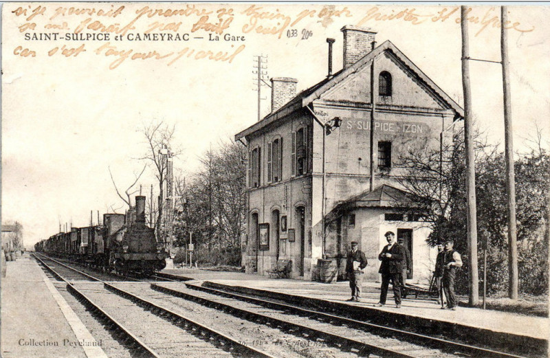Carte postale ancienne Saint-Sulpice-et-Cameyrac la-gare-train 2