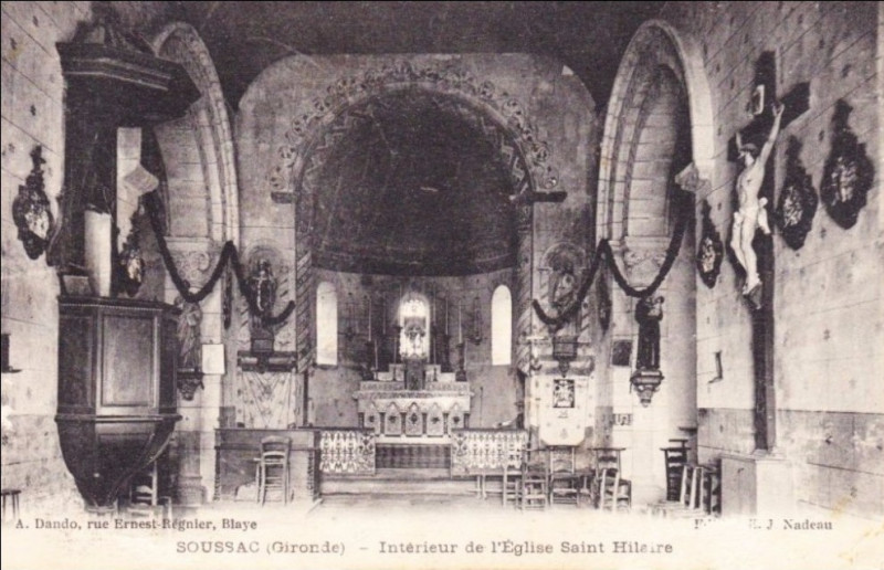 Carte postale ancienne Soussac - église 5