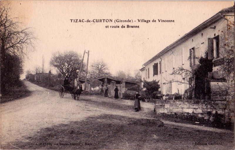 Carte postale ancienne Tizac-de-Curton - route de Branne