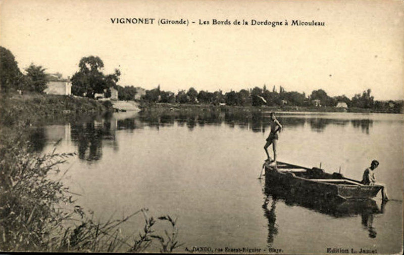Carte postale ancienne Vignonet - bords de la Dordogne 5
