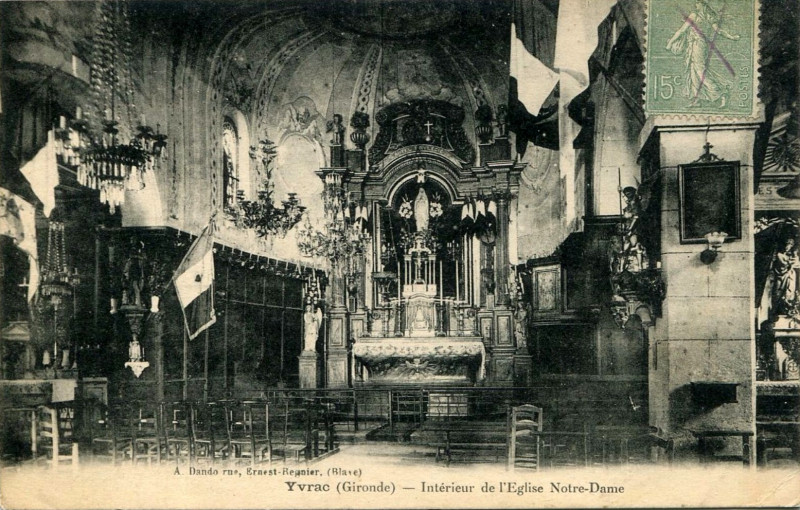 Carte postale ancienne Yvrac église 3