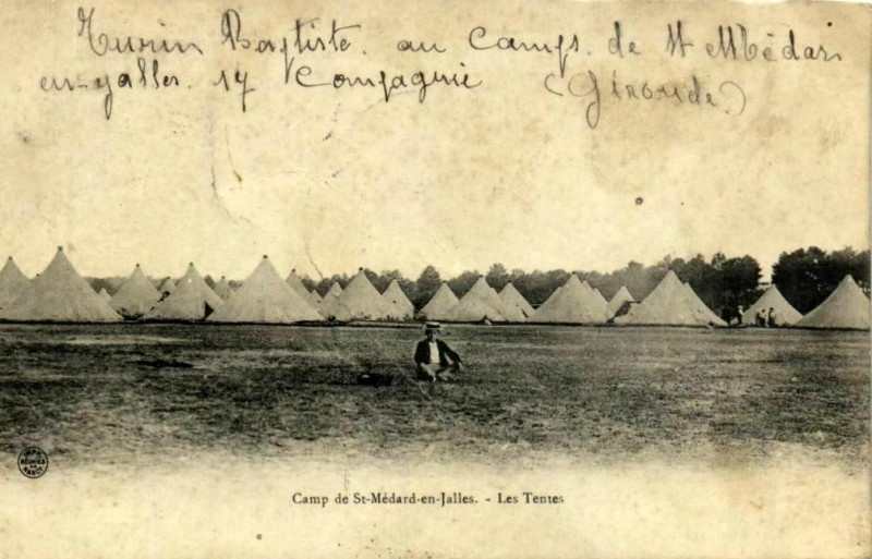 Carte postale ancienne Camp de Saint-Médard - Tentes 20
