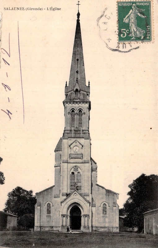 Carte postale ancienne Salaunes - église 2