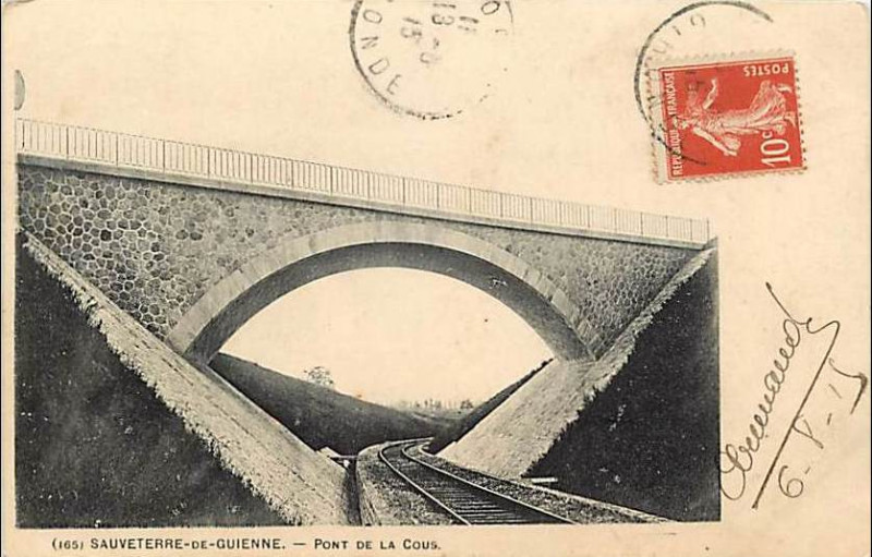 Carte postale ancienne Sauveterre-de-Guyenne - Pont de la Cous