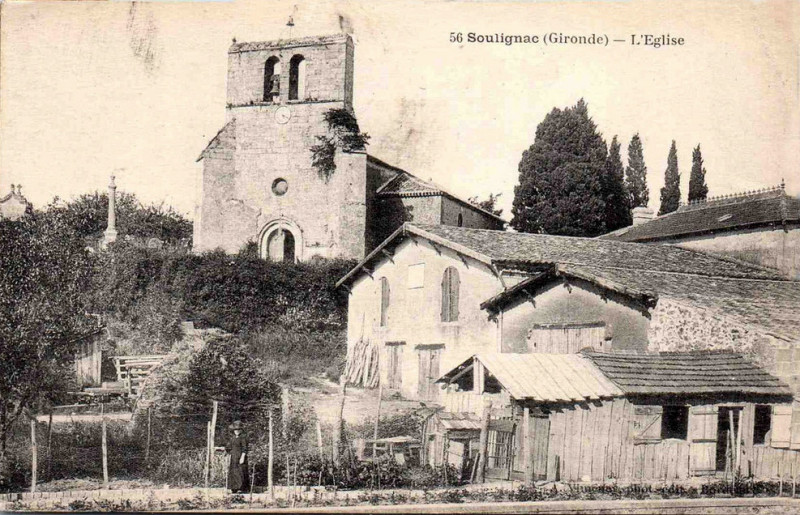 Carte postale ancienne Soulignac - église 1