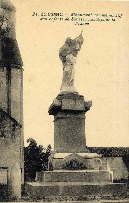 Carte postale ancienne Soussac - Monument aux morts 1