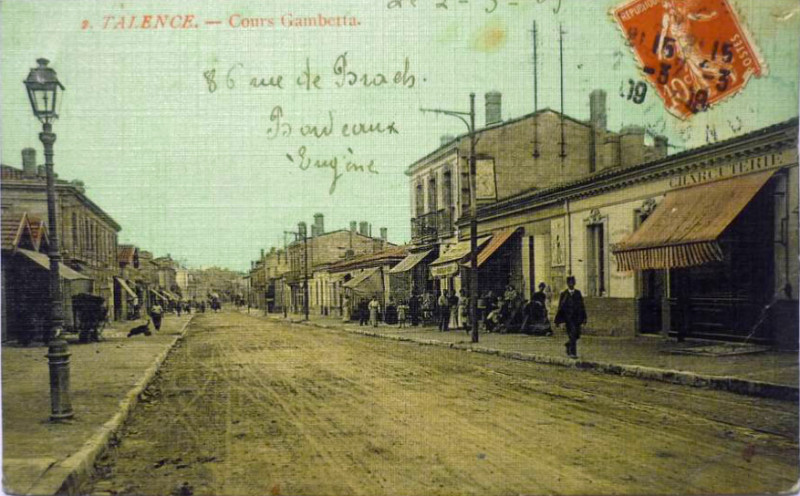 Carte postale ancienne Talence - cours Gambetta 1
