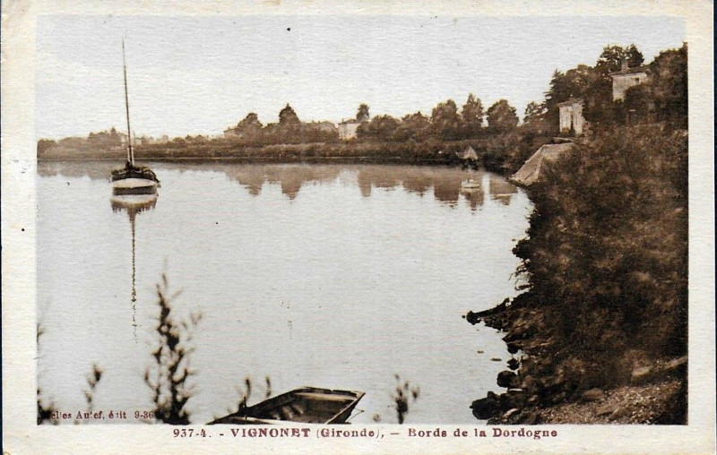 Carte postale ancienne Vignonet - bords de la Dordogne 7