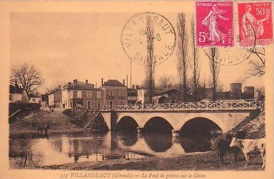 Carte postale ancienne Villandraut - pont sur le Ciron 5