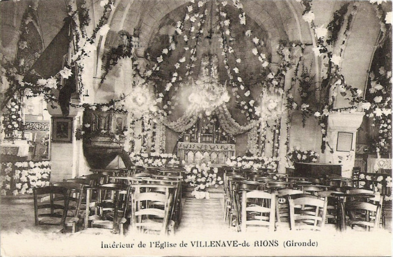 Carte postale ancienne Villenave-de-Rions - église 5