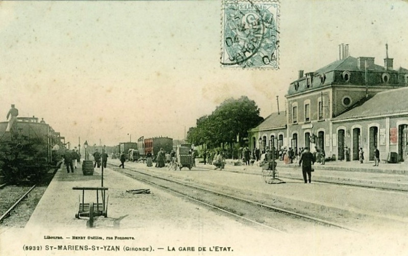 Carte postale ancienne Saint-Mariens-Yzan - Gare quais 4