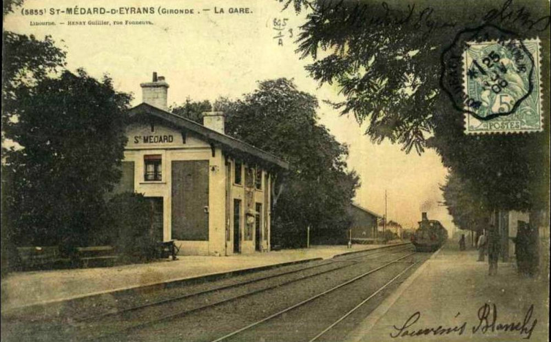 Carte postale ancienne Saint-Médard-d'Eyrans - Gare 1b