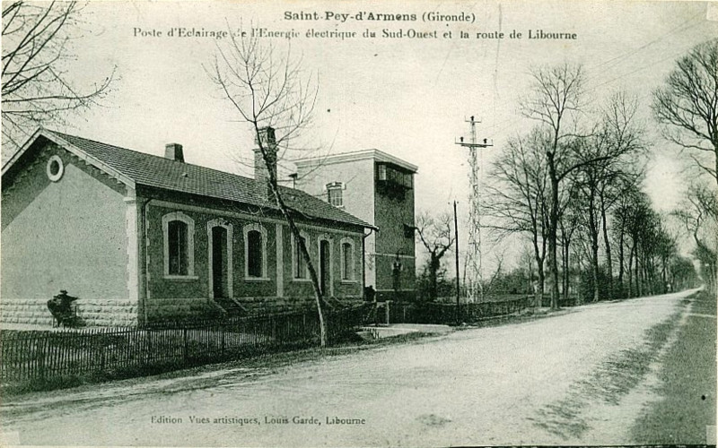 Carte postale ancienne Saint-Pey-d'Armens - route de Libourne