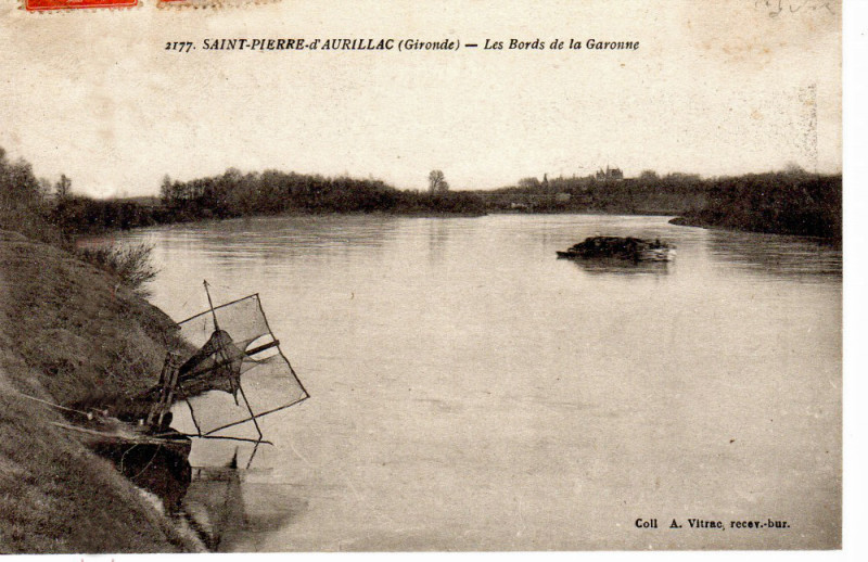 Carte postale ancienne Saint-Pierre-d'Aurillac - Bords de la Garonne 2