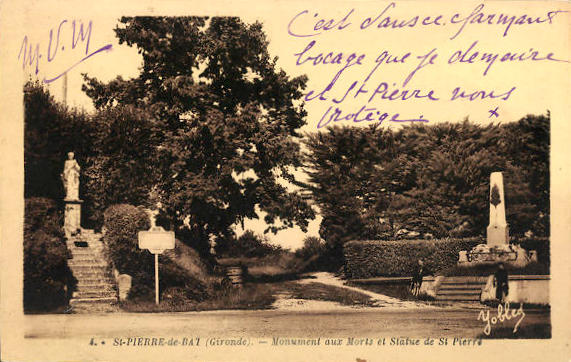 Carte postale ancienne Saint-Pierre-de-Bat - Monument aux Morts