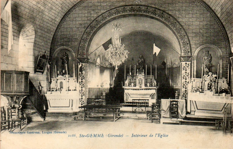 Carte postale ancienne Sainte-Gemme - église 5