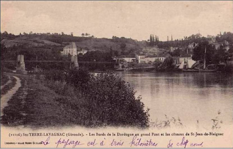 Carte postale ancienne Sainte-Terre - bords de la Dordogne 4