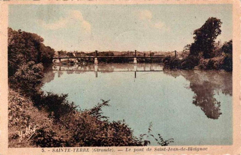 Carte postale ancienne Sainte-Terre - Pont sur la Dordogne