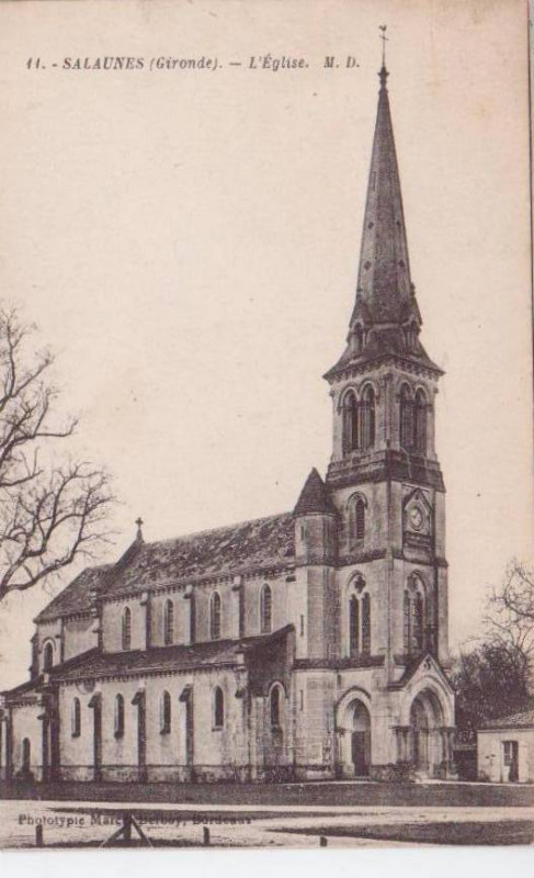 Carte postale ancienne Salaunes - église 3