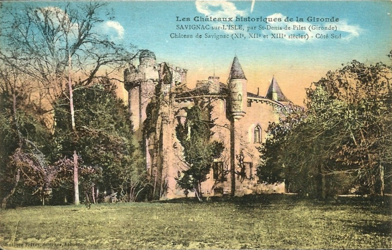 Carte postale ancienne Savignac-de-l'Isle - château 4