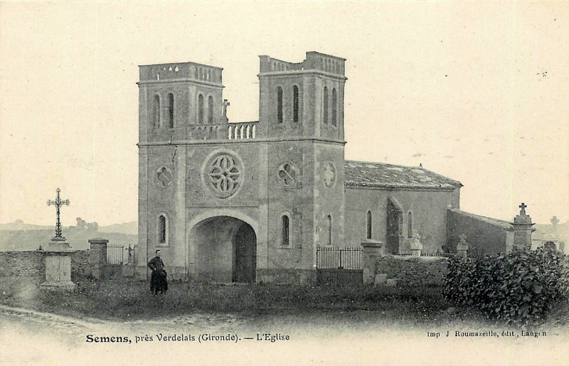 Carte postale ancienne Semens - église 2