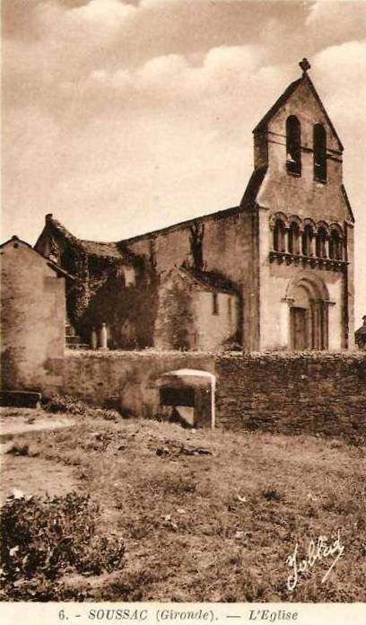 Carte postale ancienne Soussac - église 1
