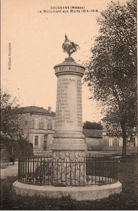 Carte postale ancienne Soussans - monument aux morts