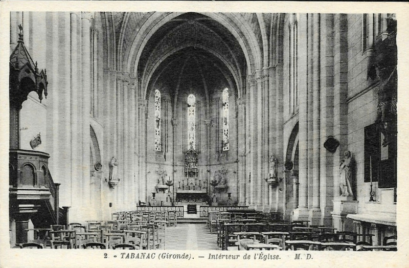 Carte postale ancienne Tabanac - église 3
