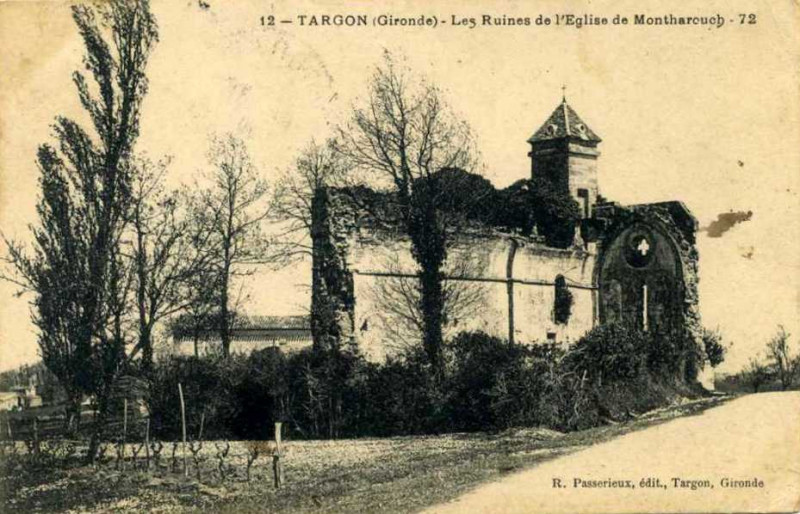 Carte postale ancienne Targon - ruines de Montarouche