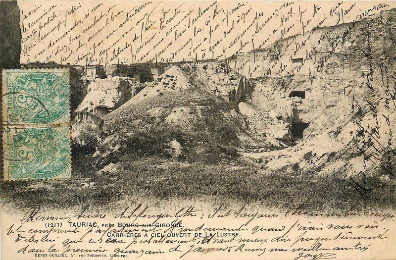 Carte postale ancienne Tauriac - carrières de La Lustre 1