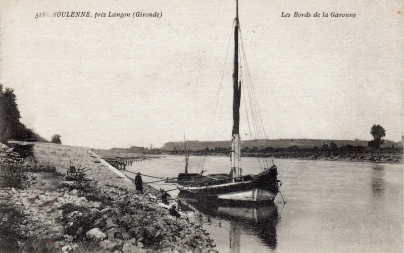 Carte postale ancienne Toulenne - bords de la Garonne 1
