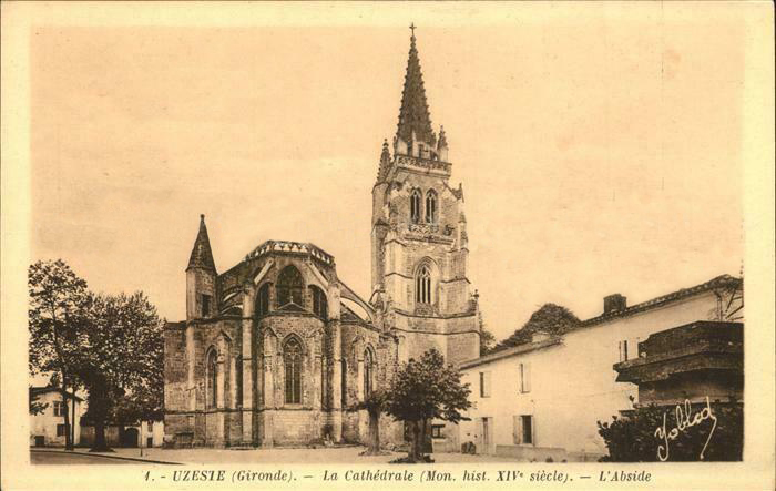 Carte postale ancienne Uzeste - Cathedrale - Abside