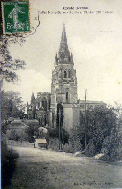 Carte postale ancienne Uzeste - cathédrale 2