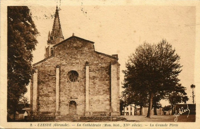 Carte postale ancienne Uzeste - cathédrale 3