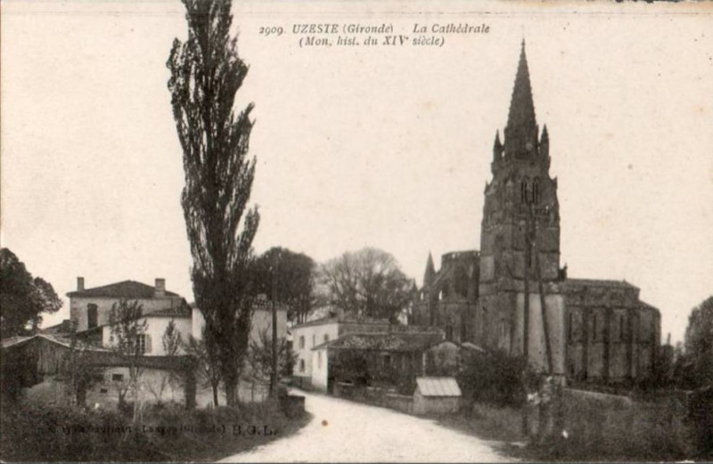 Carte postale ancienne Uzeste - cathédrale 6
