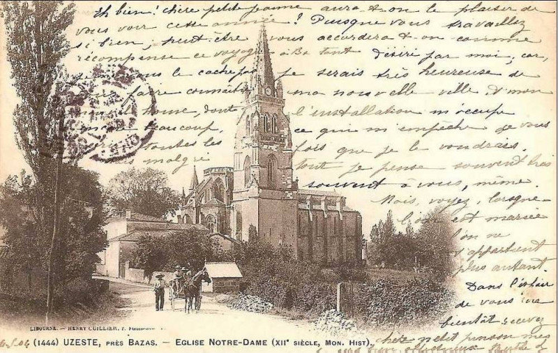 Carte postale ancienne Uzeste - cathédrale 7