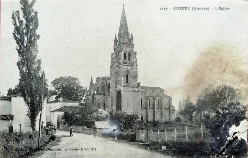 Carte postale ancienne Uzeste - cathédrale 7b