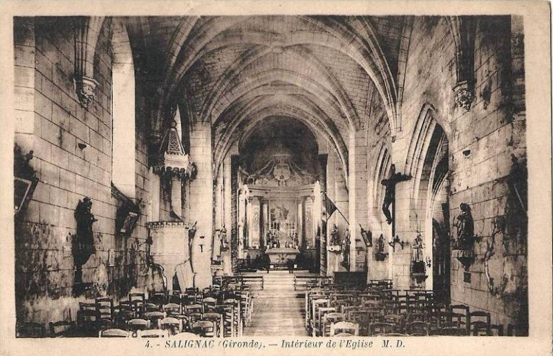 Carte postale ancienne Salignac - église 5