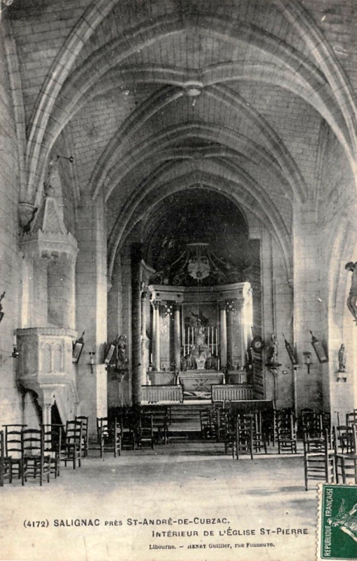 Carte postale ancienne Salignac - église 6