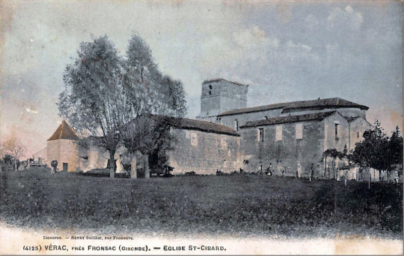Carte postale ancienne Vérac - église 1