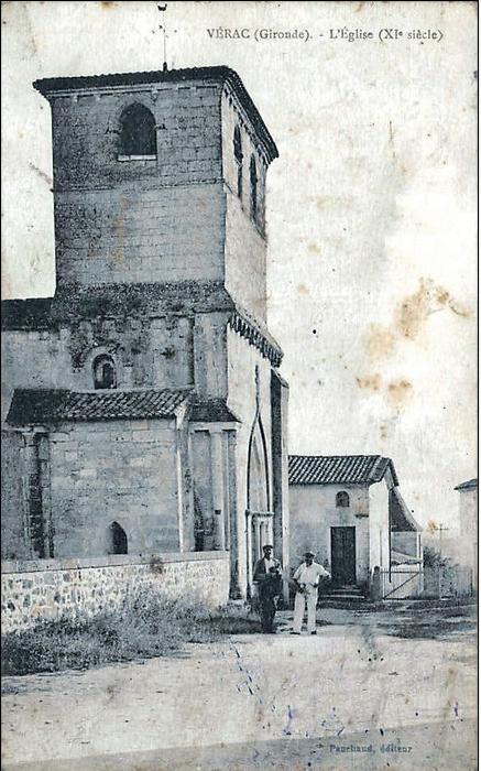 Carte postale ancienne Vérac - église 3
