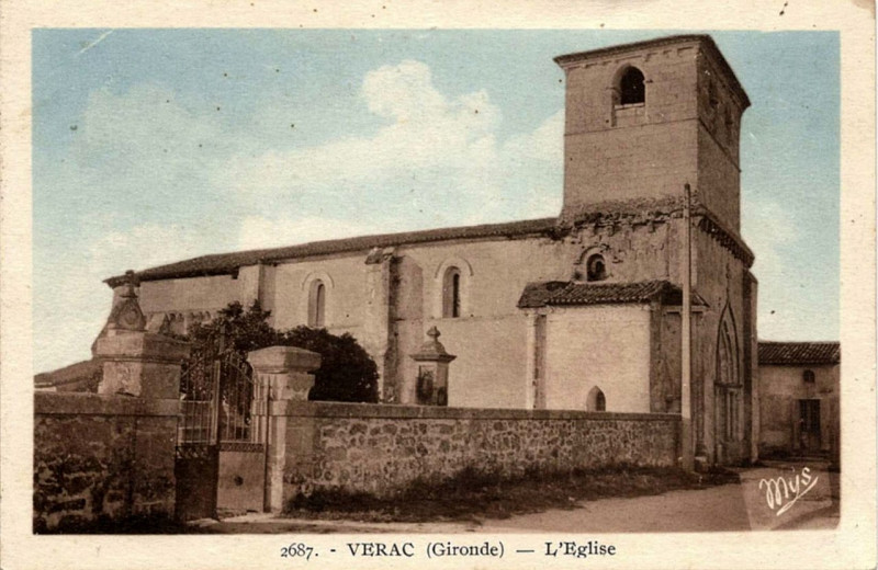 Carte postale ancienne Vérac - église St Cibard 3